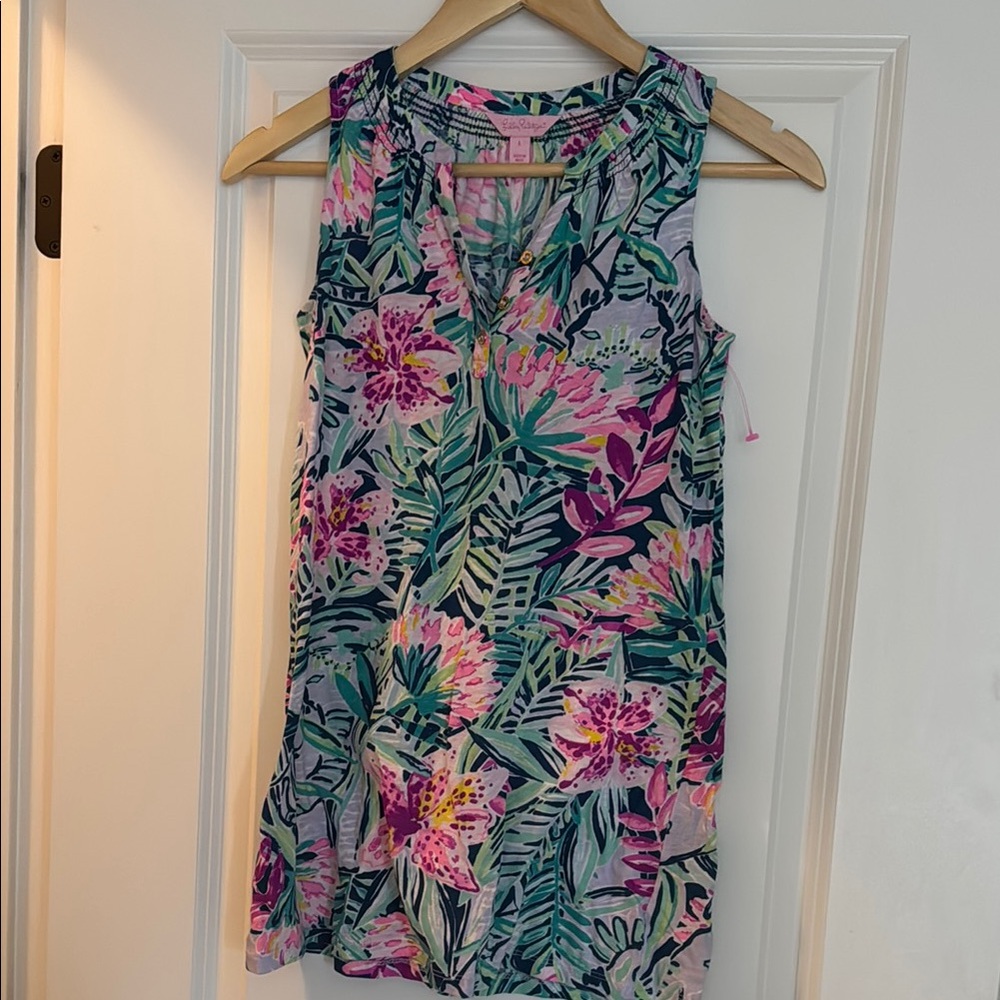 Lilly Pulitzer Floral Tank Top - Pink and Green